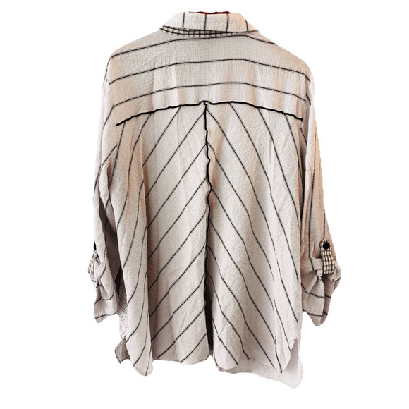 Ali Miles Abstract Graphic Tunic Top 2X Lagenlook Art to Wear Roll Tab Sleeve - Picture 2 of 9